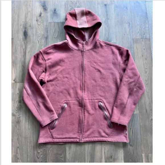 REI Men's Fleece Hoodie Jacket Size L Rust Full Zip Organic Cotton Outdoor - Picture 1 of 9